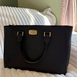Michael Kors Black Satchel with Gold Details